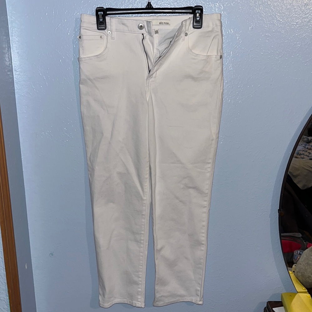 Ella Moss Straight High Waisted White Jeans